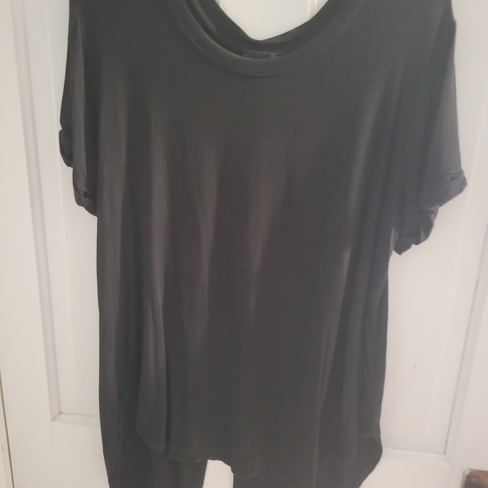 Black t shirt slit up the back
